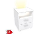 kalb Mila - Nachtkonsole Nachttisch mit integriertem LED Licht, dimmbar Farbe: Weiß