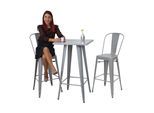 Set Stehtisch + 2x Barhocker MCW-A73, Barhocker Bartisch, Metall Industriedesign ~ grau