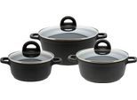Elo Basic Topf-Set »Black«, Aluminiumguss, (Set, 6 tlg., 3 Töpfe mit Deckel), mit hochwertiger Antihaftversiegelung, Induktion