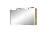 Pelipal Serie 7045 Spiegelschrank SDEA02413G167BA 2 LED-Plus-Aufsatzleuchten, dreitürig, schwarz, 130 cm