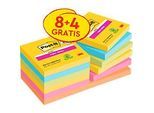 Sparpaket Post-it® Haftnotizen Super Sticky Notes 654-SS-CARN-P8+4, 76 x 76 mm, wiederablösbar, cellophanfrei verpackt, farbig, 8 Blöcke á 90 Blatt+ 4 Blöcke GRATIS