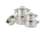 WMF Kochtopfset , Edelstahlfarben , Metall , 5-teilig , 16 cm,20 cm,16 cm , 1.9 l,3.3 l,5.7 l,2.5 l,1.4 l , rostfrei, Griffe werden nicht heiß, TransTherm®-Allherdboden , Kochgeschirr, Töpfe, Topfsets