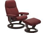 Relaxsessel STRESSLESS "Consul", rot (cherry paloma), B:85cm H:100cm T:77cm, Leder BATICK: BATICK ist ein leicht korrigiertes, durchgefärbtes und genarbtes Möbelleder, bei dem die meisten Unebenheiten und Spuren in der Regel entfernt wurden.;Leder PALOMA: PALOMA ist ein durchgefärbtes Semianilin-Möbelleder mit natürlicher Narbung.;ROHLEDER Stoff Q2 FARON: Ein fester zuverlässiger Bouclé mit einem