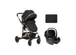 Kikkaboo Kombikinderwagen Amaia 3in1 i-Size Babyschale umbaubar Federung Tasche schwarz