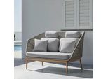 Gartenliege Positano Grau Metall/Polyrattan/Textil
