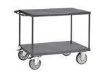 ESD-Tischwagen Fetra 9401B, bis 600 kg, 2 Etagen mit Plattformen, Ladefläche L 1000 x B 600 mm, TPE-Bereifung, Schiebegriff, Stahl, schiefergrau