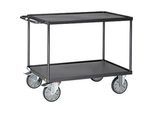 ESD-Tischwagen Fetra 9403W, bis 600 kg, 2 Etagen mit Wannen, Ladefläche L 1200 x B 800 mm, TPE-Bereifung, Schiebegriff, Stahl, schiefergrau
