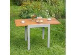 Gardenson Balkontisch , Naturfarben, Silberfarben , Holz, Metall , Akazie , massiv , 65-130x75x65 cm , ausziehbar , Gartenmöbel, Gartentische, Balkontische