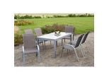 Gardenson Gartenstuhl , Silberfarben, Taupe , Metall, Textil , Uni , U-Form , 56x97x76 cm , stapelbar , Gartenmöbel, Gartensessel