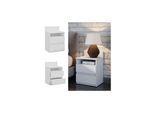 Vicco Nachttisch Monty, 39,6 x 59,1 cm, Weiß, Nachtschrank mit 2 Schubfächer