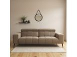 2-Sitzer DOMO COLLECTION "Trento, mit Kufenfuß oder Einzelfuß", grau (taupe), B:208cm H:79cm T:104cm, 92% Polyester, 8% Nylon, Sofas, wahlweise mit Kopfteilverstellung und in zwei Größen erhältlich