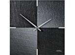 Wanduhr AMS "W9520", schwarz, Wanduhren, B/H/L: 30cm x 30cm, Wanduhr, Made in Germany,Schiefer,Wohnzimmer,Esszimmer,Küche,Arbeitszimmer