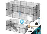 KESSER® Freigehege Gittergehege für Kaninchen aus Metallgitter XXL inkl. Tür & Trinkflasche Kleintiergehege Meerschweinchen Gehege Freilauf, Kleintierkäfig Laufgitter Hasenstall für Innen - draußen