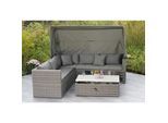 Gardenson Loungegarnitur , Grau, Hellgrau , Holz, Metall, Kunststoff, Textil , 12-teilig , Akazie , Füllung: Schaumstoff,Schaumstoff,Schaumstoff , einzeln stellbar , 250x150x168 cm , Fsc , Tisch höhenverstellbar , Gartenmöbel, Loungemöbel, Loungegarnituren