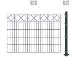 Doppelstabmattenzaun ARVOTEC "ESSENTIAL 100 zum Aufschrauben "Karo" mit Zierleiste", grau (anthrazit), H:100cm, Kunststoff, Stahl, Zaunelemente, Zaunhöhe 100 cm, Zaunlänge 2 - 60 m