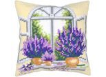 Kreuzstichkissen "Lavendel-Fenster"