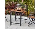 Gardenson Balkontisch , Graphitfarben, Naturfarben , Holz, Metall , Akazie , massiv , 55x75x73 cm , klappbar , Gartenmöbel, Gartentische, Balkontische