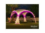 Swing&Harmonie® LED Event Pavillon XXL DomeShelter 450cm Garten inkl. Solarmodul Designer Gartenzelt Camping Partyzelt mit Beleuchtung - pink