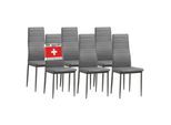 Albatros Esszimmerstühle MILANO 6er Set, Grau - Polsterstuhl mit Kunstleder-Bezug, Modernes Stilvolles Design am Esstisch - Küchenstuhl oder Stuhl Esszimmer mit hoher Belastbarkeit bis 110kg