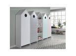 Vipack CASAMI Set 5-teilig - 1x Regalschrank, 4x Schrank 1-türig mit Fronten in Pink, Weiß, Grau und Mint