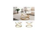 Vicco Couchtisch Calgary Weiß Gold 80 x 46 cm Wohnzimmertisch