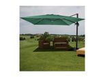 Gastronomie-Ampelschirm MCW-A96, Sonnenschirm 3x3m (Ø4,24m) Polyester Alu/Stahl 23kg ~ dunkelgrün mit Ständer, drehbar