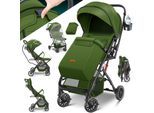 KIDIZ® Kinderwagen Kinderbuggy klappbar Liegebuggy Sportwagen Faltbar 360° Räder 5-Punkt Gurt Inkl. Fußsack, Getränkehalter, Regenabdeckung & Moskitonetz verstellbare Rückenlehne & Sonnenverdeck