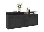 Xora Sideboard , Anthrazit , Kunststoff , 2 Fächer , 4 Schubladen , 195x88x38 cm , Kleinmöbel, Kommoden, Sideboards