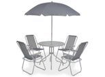 vidaXL 6-tlg. Garten-Essgruppe Stahl und Textilene Grau