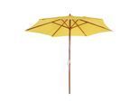 Sonnenschirm Lissabon, Gartenschirm Marktschirm, Ø 3m Polyester/Holz ~ gelb