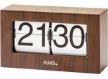 Tischuhr AMS "T1177", braun, Tischuhren, Quarzuhr, Büro, Wohnzimmer, Esszimmer, Holzoptik