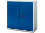 Schäfer Shop Genius Flügeltürschrank FS, Stahl, mit Belüftungslöchern, B 1055 x T 420 x H 1105 mm, 3 OH, lichtgrau/enzianblau, bis 450 kg