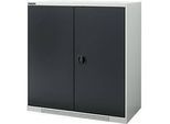 Schäfer Shop Genius Flügeltürschrank FS, Stahl, mit Belüftungslöchern, B 1055 x T 420 x H 1105 mm, 3 OH, lichtgrau/anthrazitgrau, bis 450 kg