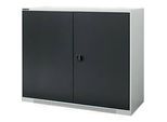 Schäfer Shop Genius Flügeltürschrank FS, Stahl, mit Belüftungslöchern, B 1343 x T 420 x H 1105 mm, 3 OH, lichtgrau/anthrazitgrau, bis 450 kg