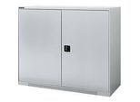Schäfer Shop Genius Flügeltürschrank FS, Stahl, mit Belüftungslöchern, B 1343 x T 420 x H 1105 mm, 3 OH, weissaluminium/weissaluminium, bis 450 kg