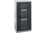 Schäfer Shop Genius Sichttürschrank FS, Stahl, mit Belüftungslöchern, B 545 x T 430 x H 1105 mm, 3 OH, weissaluminium/anthrazitgrau, bis 250 kg
