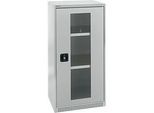 Schäfer Shop Genius Sichttürschrank FS, Stahl, mit Belüftungslöchern, B 545 x T 430 x H 1105 mm, 3 OH, lichtgrau/lichtgrau, bis 250 kg