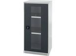 Schäfer Shop Genius Sichttürschrank FS, Stahl, mit Belüftungslöchern, B 545 x T 430 x H 1105 mm, 3 OH, lichtgrau/anthrazitgrau, bis 250 kg