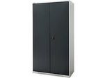 Schäfer Shop Genius Flügeltürschrank FS, Stahl, mit Belüftungslöchern, B 1055 x T 420 x H 1950 mm, 5 OH, lichtgrau/anthrazitgrau, bis 450 kg