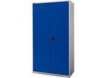 Schäfer Shop Genius Flügeltürschrank FS, Stahl, mit Belüftungslöchern, B 1055 x T 420 x H 1950 mm, 5 OH, weissaluminium/enzianblau, bis 450 kg