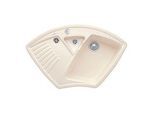 Villeroy und Boch Arena Eck Eckspüle 672902FU mit Ablaufgarnitur, Excenterbetätigung, ivory CeramicPlus