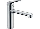 hansgrohe Focus M42 Küchenarmatur 120 1jet 71807000 schwenkbarer Auslauf 360°, Vorfenstermontage, chrom