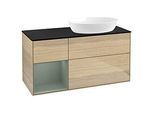 Villeroy und Boch Finion Waschtischunterschrank GA42GMPC 120cm, Abdeckplatte black matt, Emotion, Regale Olive matt lacquer, Oak Veneer