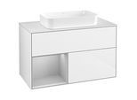 Villeroy und Boch Finion Waschtischunterschrank F651GJGF 100x60,3x50,1cm, Regal links Light grey matt, Glossy white lacquer