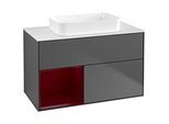 Villeroy und Boch Finion Waschtischunterschrank F651HBGK 100x60,3x50,1cm, Regal links Peony, Anthracite matt