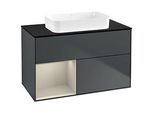 Villeroy und Boch Finion Waschtischunterschrank G652HHHG 100x60,3x50,1cm, Regal links Sand Matt Lacquer, Midnight Blue Matt Lacquer