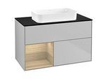 Villeroy und Boch Finion Waschtischunterschrank G652PCGJ 100x60,3x50,1cm, Regal links Oak Veneer, Light grey matt