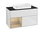 Villeroy und Boch Finion Waschtischunterschrank G652PCMT 100x60,3x50,1cm, Regal links Oak Veneer, White matt lacquer