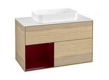 Villeroy und Boch Finion Waschtischunterschrank G651HBPC 100x60,3x50,1cm, Regal links Peony, Oak Veneer