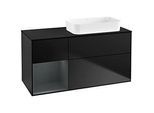 Villeroy und Boch Finion Waschtischunterschrank F682HGPD 120x60,3x50,1cm, Regal links Midnight Blue Matt Lacquer, Black matt lacquer